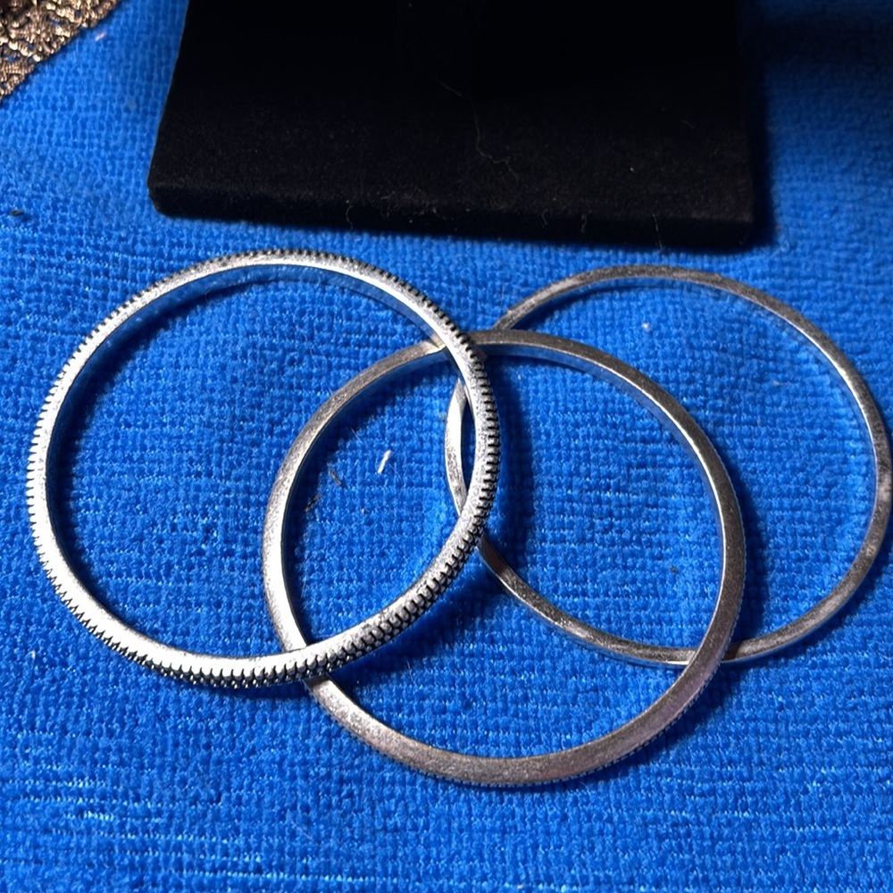 3 Silver Bangle Bracelets - image 2